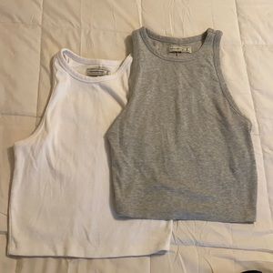 ABERCOMBIE white and grey tank tops